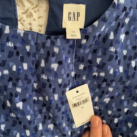 Gap blue patterned dress paint strokes Sz M NWT - Picture 3 of 11
